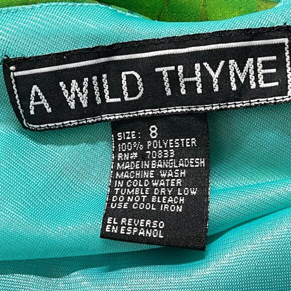 Y2K A Wild Thyme Maxi Dress Size 8 Green Floral Sleeveless Square Neck Garden - Picture 4 of 5